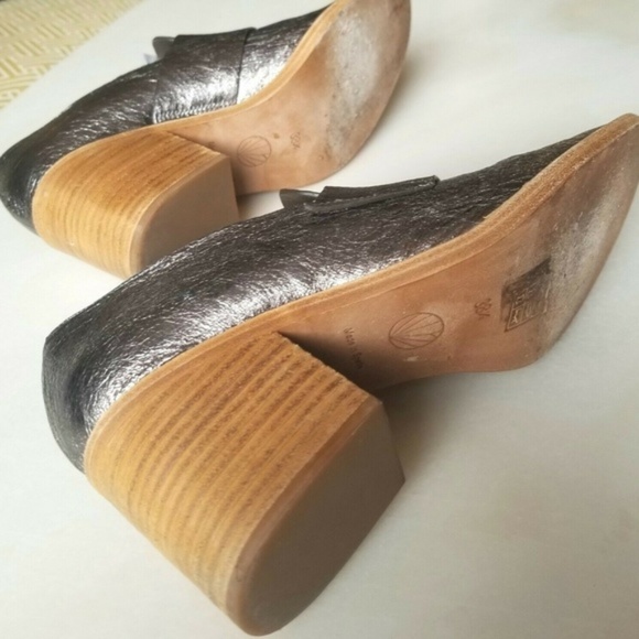 $450 COCLICO METALLIC Wedge Heel LOAFERS 38.5 - Picture 3 of 8